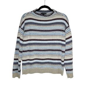 Ann Taylor Petites Fair Isle Funnel Neck Striped Sparkle Sweater size MP